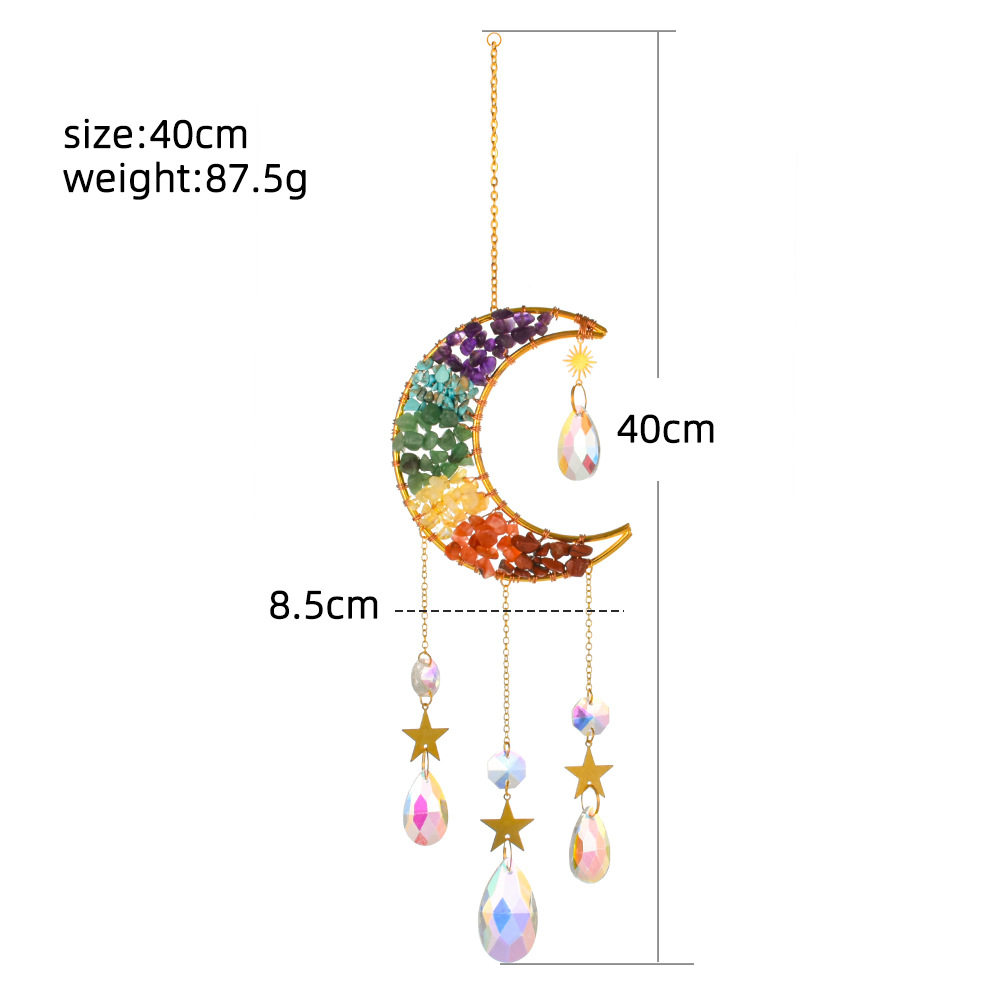 Ins style original full moon 10cm rainbow amethyst big moon star moon wind sun catcher garden pendant