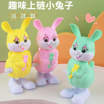 Upper Chain Clockwork Small Rabbit Toy Jump Bunny Rabbit Cute Cartoon Rabbit Children Toys Puzzle Small Toy