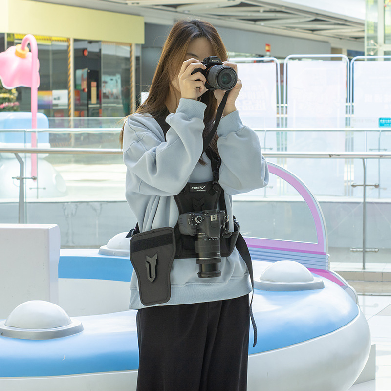 Dual-Camera Strap for Dslr Camera Stabilizer, Support Bag with Waist Mount for Mirrorless Camera, Anti-Shake and Weight-Reducing Tool