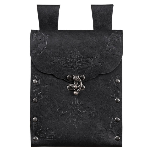 Medieval Leather Belt Embossed Flat Waist Bag Waist Chain Nordic Viking Style Retro Cos Role-Playing Prop