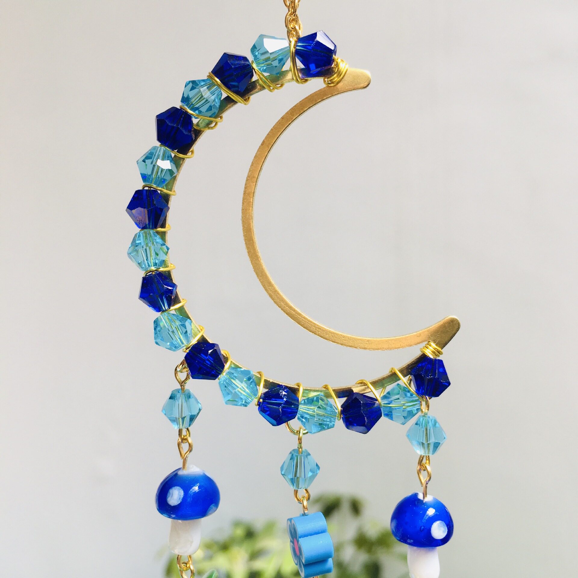 New Green Leaf Mushroom Accessories Amazon Independent Station INS Wind Moon Crystal Strip Car Ornaments