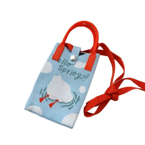 Мультяшная весенняя сумка через плечо для школьников, трикотажная система хранения, портативная сумка с петлей на руку, сумка для телефона, в корейском стиле