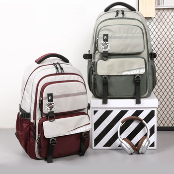 School Bag for Junior High School Students, Male Backpack, Lightweight Casual Backpack for College Students, Large Capacity, 2025 New Korean Version