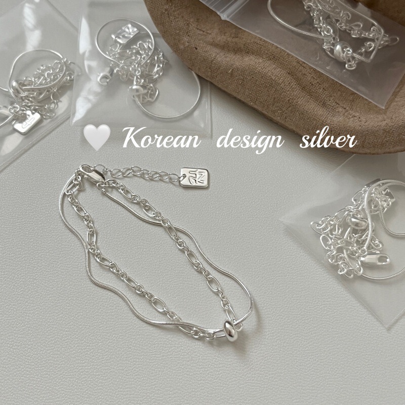 Korean ins Style Bright Silver Design Jewelry S925 Sterling Silver Small Round Ball Double-Layer Bracelet Versatile Design Korean ins Style Bright Silver Design Jewelry S925 Sterling Silver Small Round Ball Double-Layer Bracelet Versatile Design