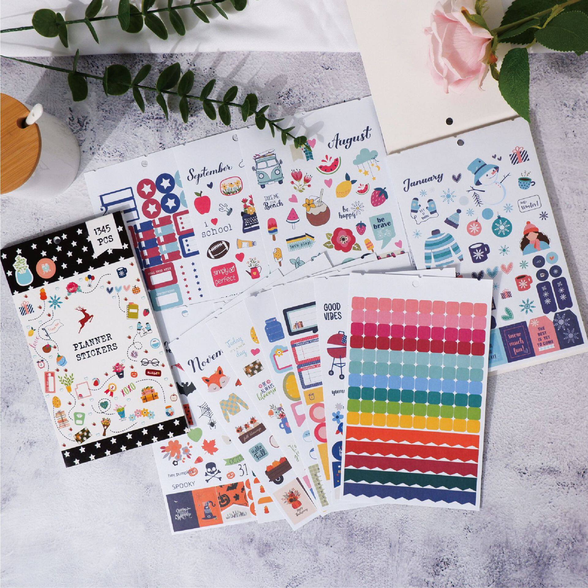 Planner Sticker New Planner Stickers 1345 Pieces Diary Planning Note Marking Aesthetic Creative Stickers