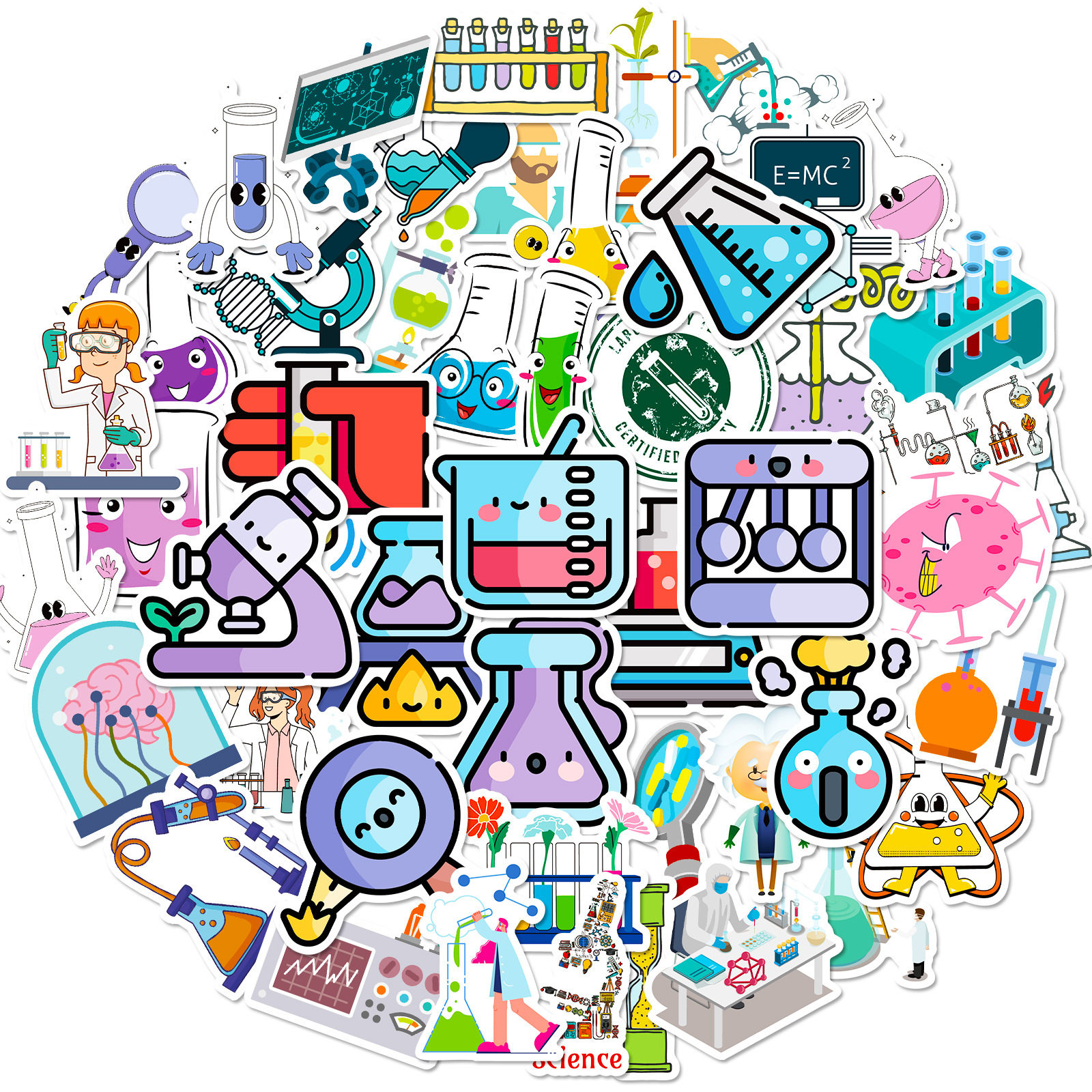 50 new science education stickers cartoon chemical equipment laboratory personalized science experiment stickers Amazon
