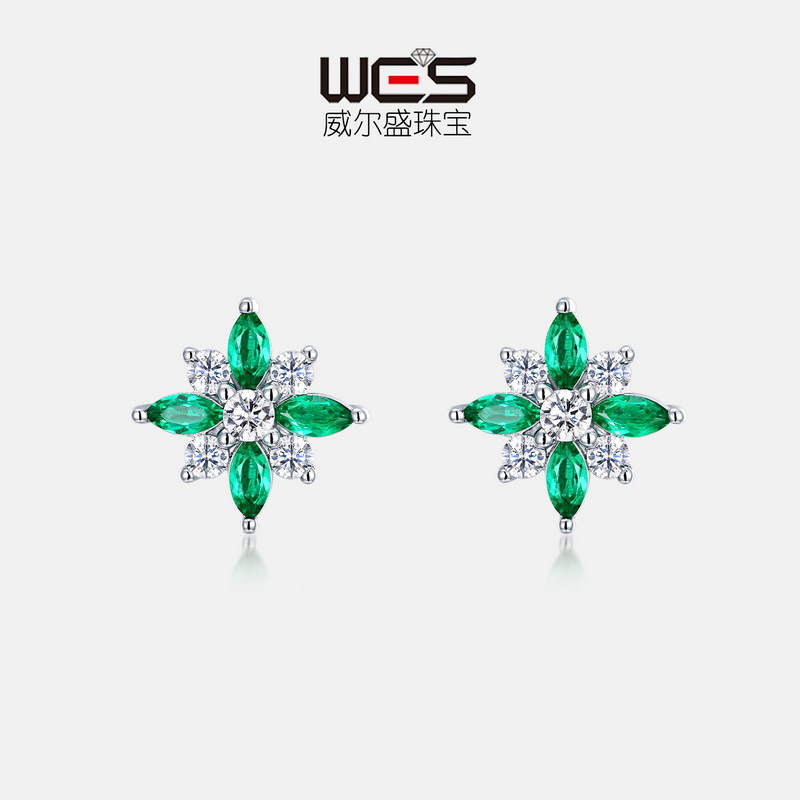 2024WES new S925 silver breeding ancestral mother green earnail female four-leaf grass fresher fashion ear decoration holiday gift-Taobao