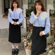 2024 Spring New Product 230 Jin Plus Size Women's Top 200 Fat mm Korean Style Lace Collar Western Slim Shirt