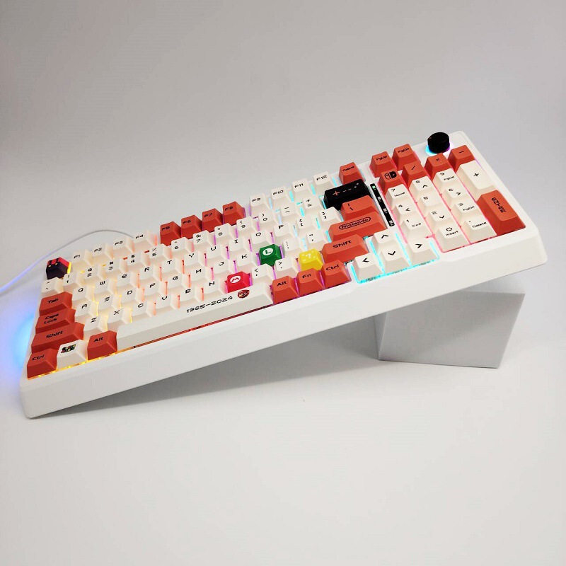 Factory In-Stock Cross-Border Stock Amazon Lingkey 98-Key True Mechanical Keyboard Mixed Light Wired Blue and Brown Switches