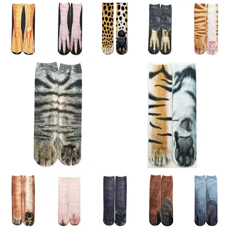3D Animal Paw Mid-Calf Socks with Heat Transfer Animal Cartoon Print, Funny and Creative Foot Socks for Adults, Cat and Dog Paws 3D Animal Paw Mid-Calf Socks with Heat Transfer Animal Cartoon Print, Funny and Creative Foot Socks for Adults, Cat and Dog Paws