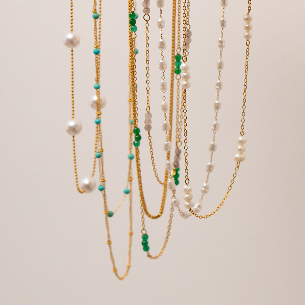 European and American INS Internet celebrity same necklace 18K gold-plated stainless steel pearl necklace trendy fashion women's jewelry wholesale