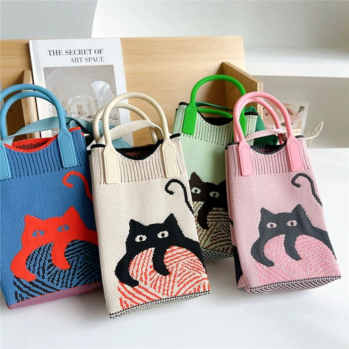 Милая летняя брендовая маленькая небольшая дизайнерская мультяшная трикотажная портативная сумка через плечо, Южная Корея, на одно плечо