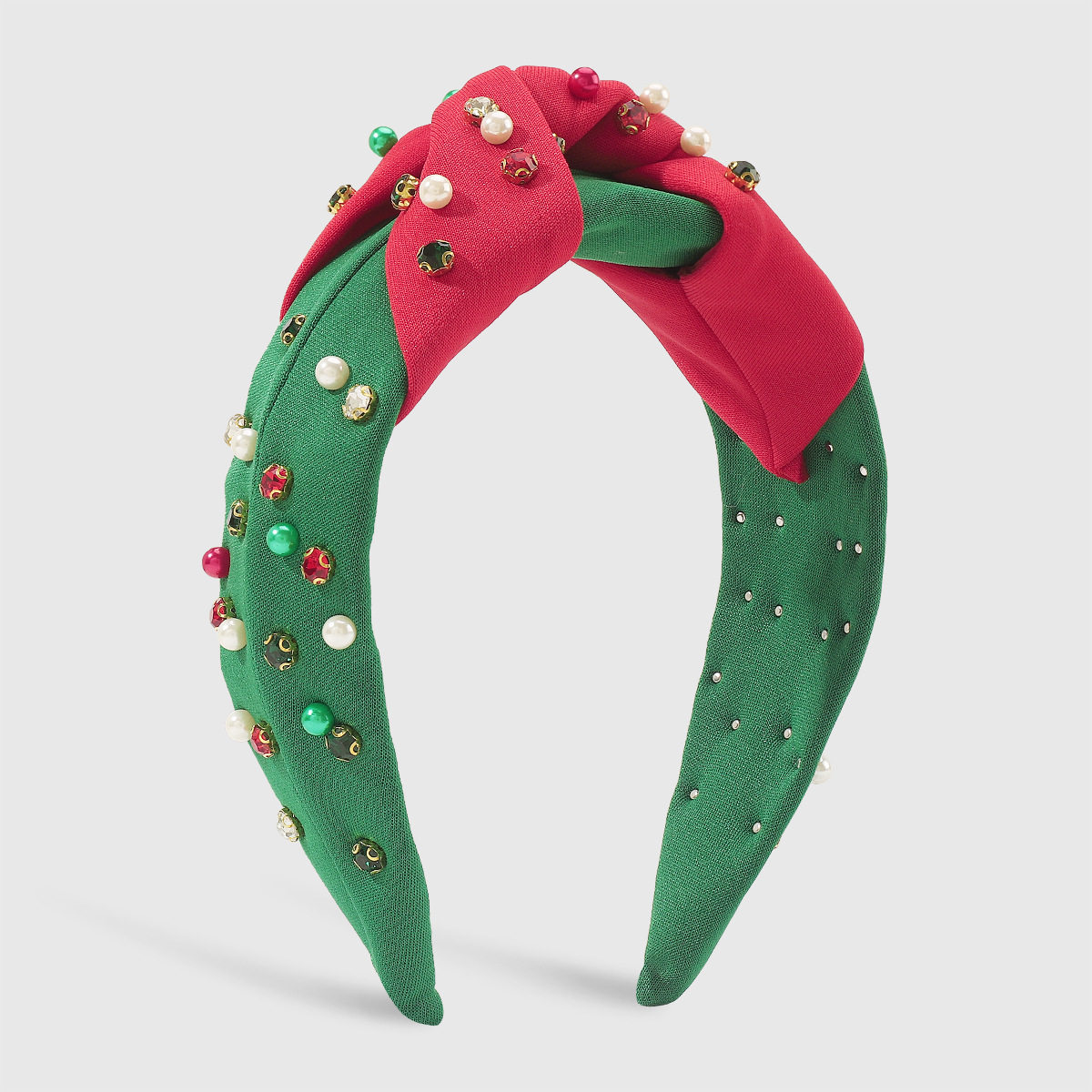 F6503 European and American hot-selling Christmas trendy headband, wide-brimmed diamond-beaded contrasting color knotted light luxury festive headband