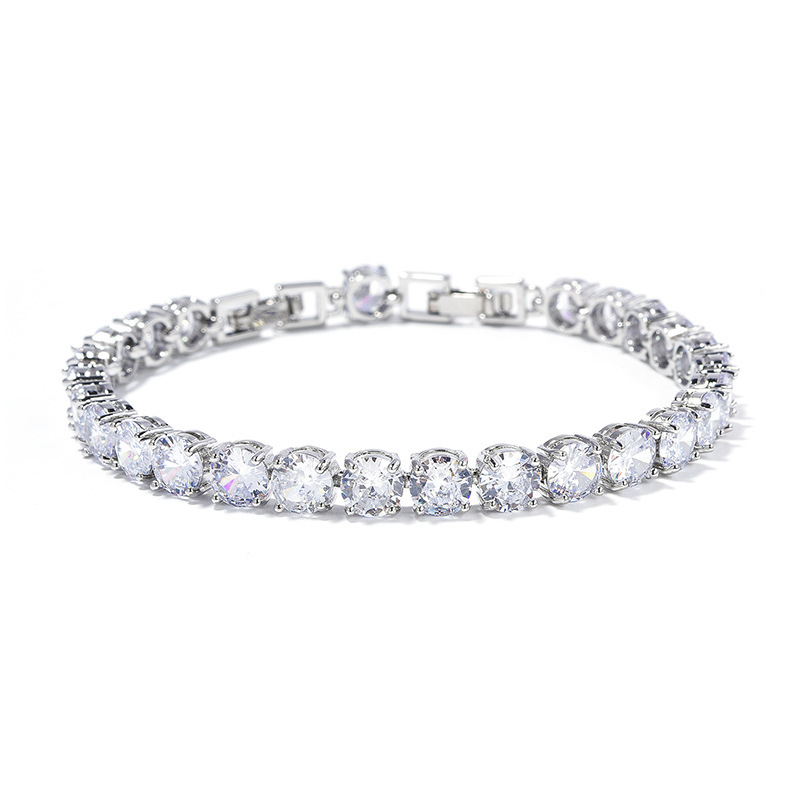 Diamonds from Henan, China, Henan Shangqiu Artificial Diamond Bracelet, 6mm, Multiple Colors Available, Platinum-Plated with Diamonds