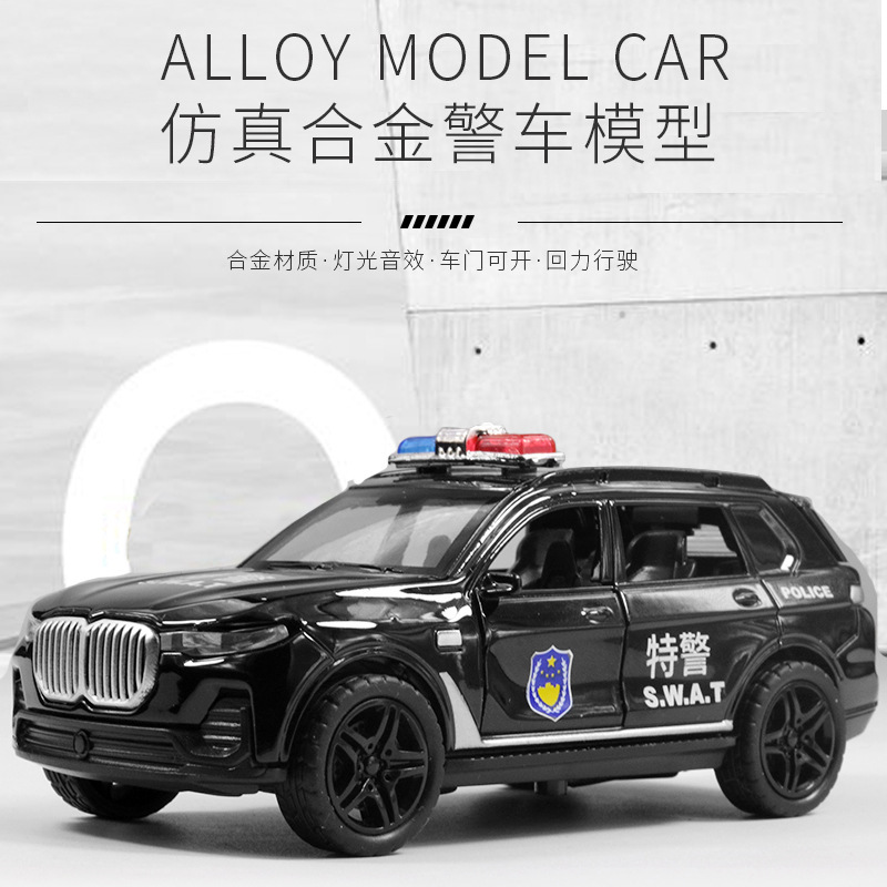 Alloy Car Model Kidsren's Artificial with Sound and Light Police Fire Boy Pull Back Off-Road Car Toy Cake
