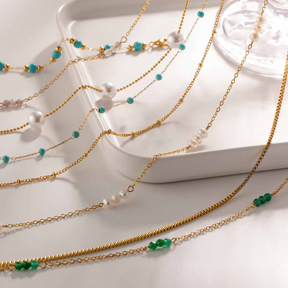 European and American INS Internet celebrity same necklace 18K gold-plated stainless steel pearl necklace trendy fashion women's jewelry wholesale