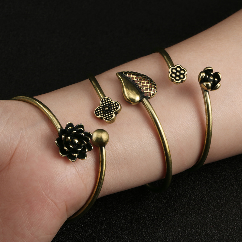 Vintage Pure Copper Women's Fortune Bracelet, Chinese Style Bracelet, Antique Copper Open Bracelet, Hanfu Photo Shoot Jewelry Accessory Vintage Pure Copper Women's Fortune Bracelet, Chinese Style Bracelet, Antique Copper Open Bracelet, Hanfu Photo Shoot Jewelry Accessory
