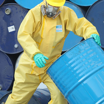 High-end light chemical protective clothing industrial chemical protective clothing one-piece hooded acid and alkali resistant seal strip loose anti-splash protective clothing