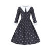 Popular girls cosplay Addams Family Wednesday printed dress dress party performance long-sleeved dress