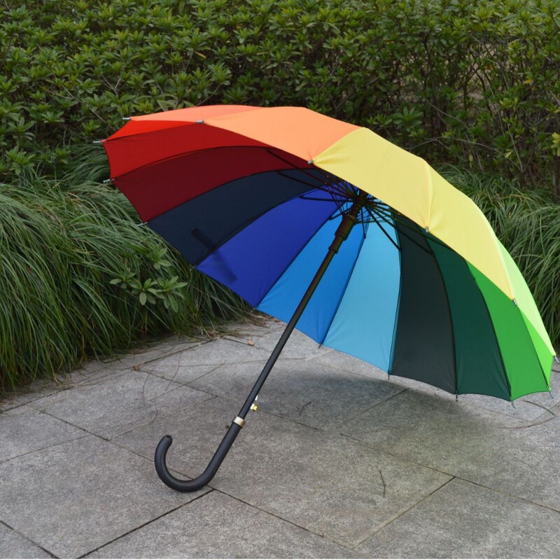 16-Strand Hook Rainbow Umbrella Long-Handled Umbrella Large Strong Reinforced Storm-Resistant Rainbow Umbrella Printable 16-Strand Hook Rainbow Umbrella Long-Handled Umbrella Large Strong Reinforced Storm-Resistant Rainbow Umbrella Printable