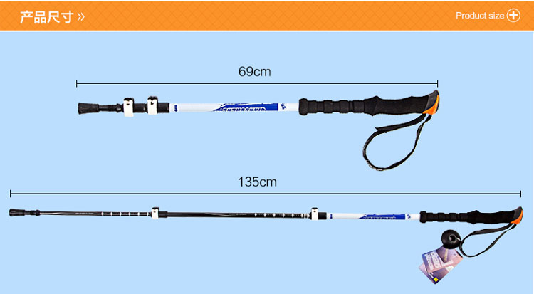 Authentic trekking cực carbon khóa mía siêu nhẹ ba phần đi bộ kính thiên văn - Gậy / gậy gậy chống trượt có đèn pin cho người già