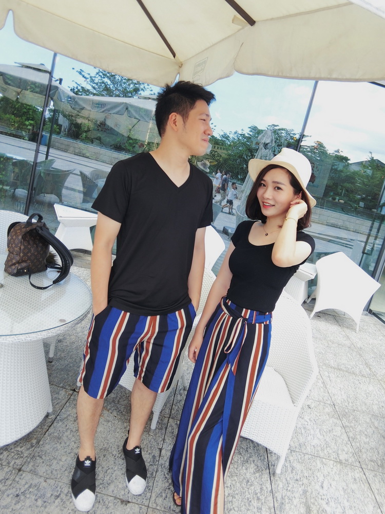 LUSON Mom Quần sọc bé mùa hè cho bố mẹ và con tải một gia đình bốn chiếc quần ống rộng rộng rãi đầy nhà áo nỉ có mũ cho cả nhà