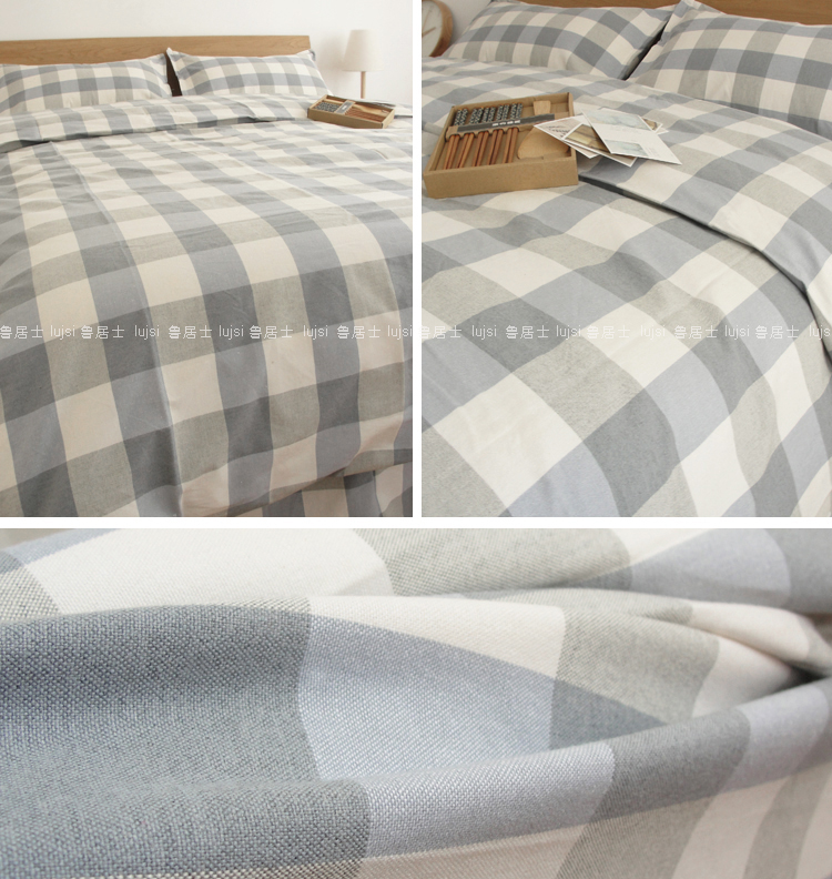 Lu Jushi cũ thô denim Miễn phí vận chuyển 100% giường bông giường vải sọc dày văn học giường đôi - Bộ đồ giường bốn mảnh chăn ga gối cao cấp nhập khẩu