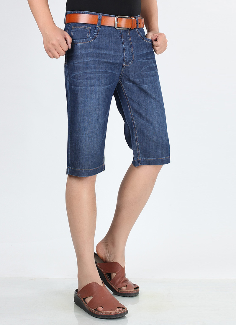 Mùa hè của apple denim quần short nam trung niên của nam giới thường lỏng kích thước lớn phần mỏng 7 điểm quần ống túm cắt quần