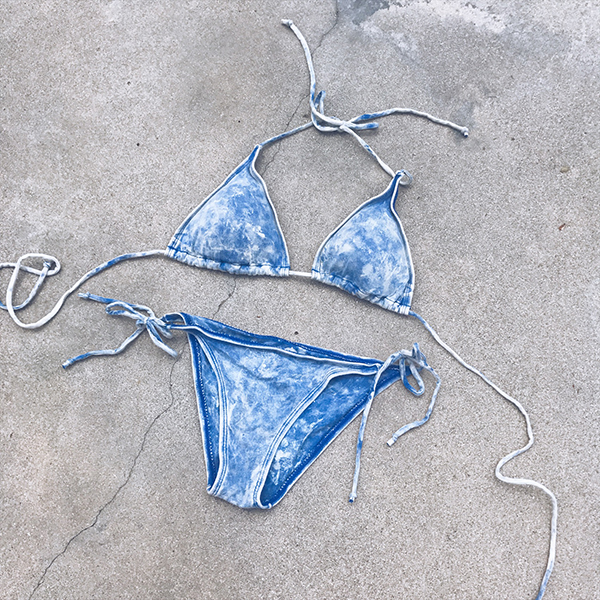 Du lịch nhiệt đới Beach Beach Du lịch xuất khẩu Sexy Tie Dye Rửa denim thun tam giác bikini LD-5 bikini gợi cảm