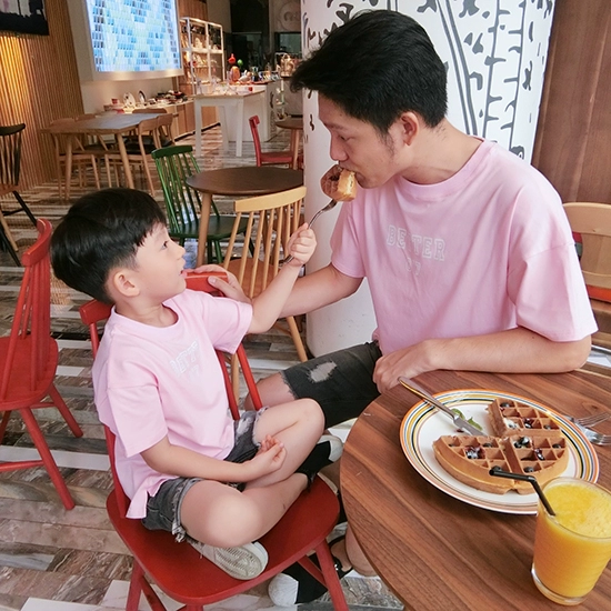 LUSON Mom Áo phông cho bé trai thân thiện với gia đình thời trang cổ tròn mùa hè Mẹ và con trai mới tải một gia đình ba người