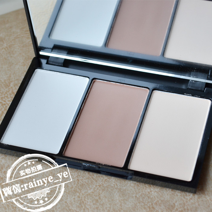 MusicFlower Tri-Color Repair Powder Box Highlight Shadows Làm sáng 3 đĩa màu phấn highlight