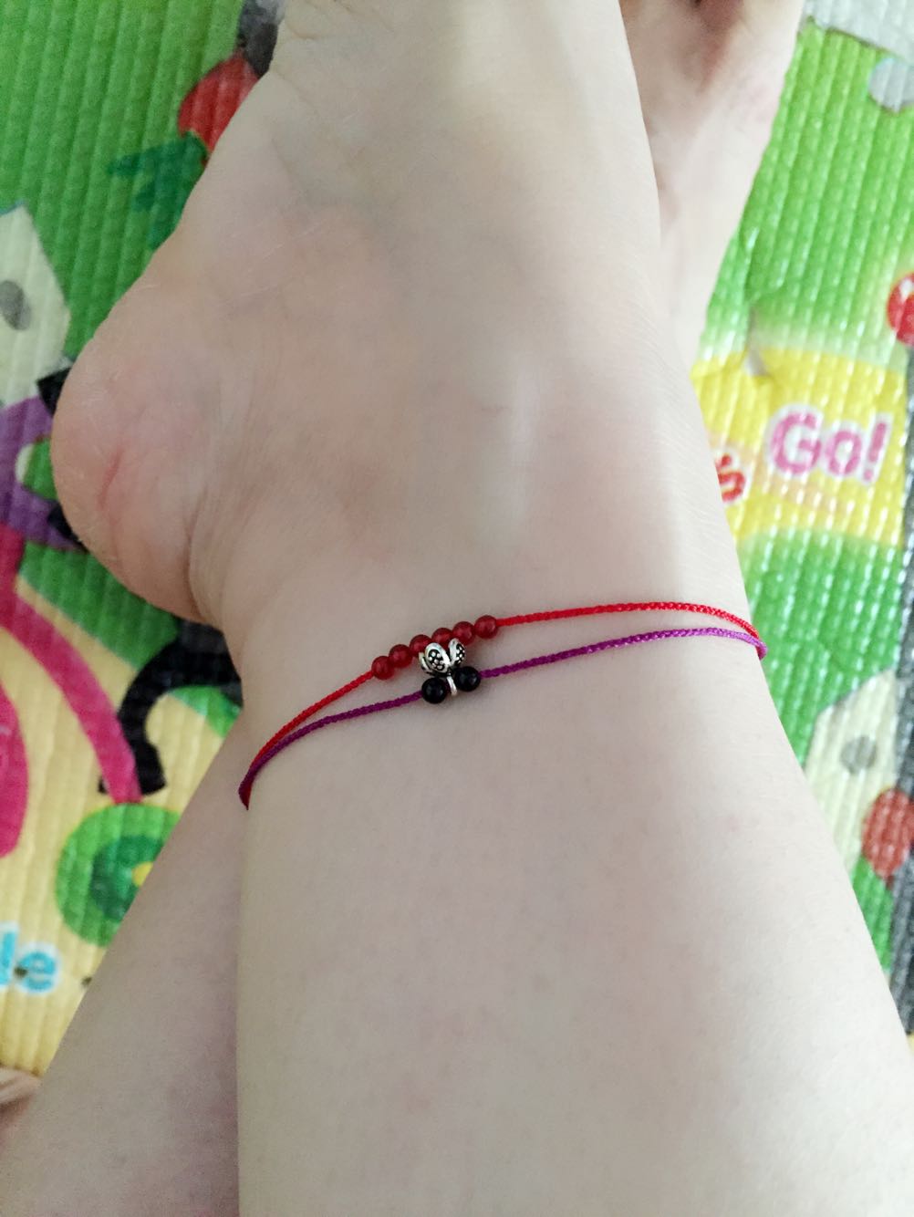 0,5mm 防 小人 招财 旺 beads Chuỗi hạt mã não Dây thừng màu đỏ Dây đeo tay dây đeo chân nữ cửa hàng phụ kiện