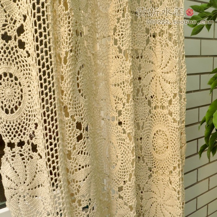 Handmade crochet móc hoa bông ren hollow dệt rèm cửa hoài cổ retro gạo nước Mỹ Châu Âu trải giường