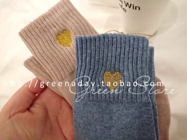 * ngôi nhà xanh * đại học thêu gió dày yêu cô gái trái tim hoang dại cotton ống vớ nữ tất dài cho bé gái