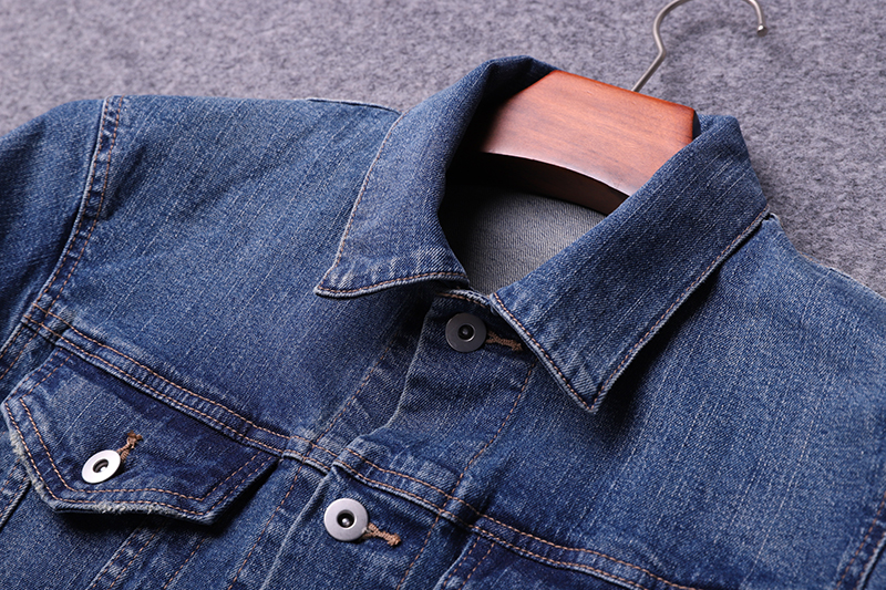 Sản xuất trong phòng phù hợp! Vào cửa hàng phải là gia súc! Áo khoác denim nam siêu mỏng giặt ngắn áo khoác denim