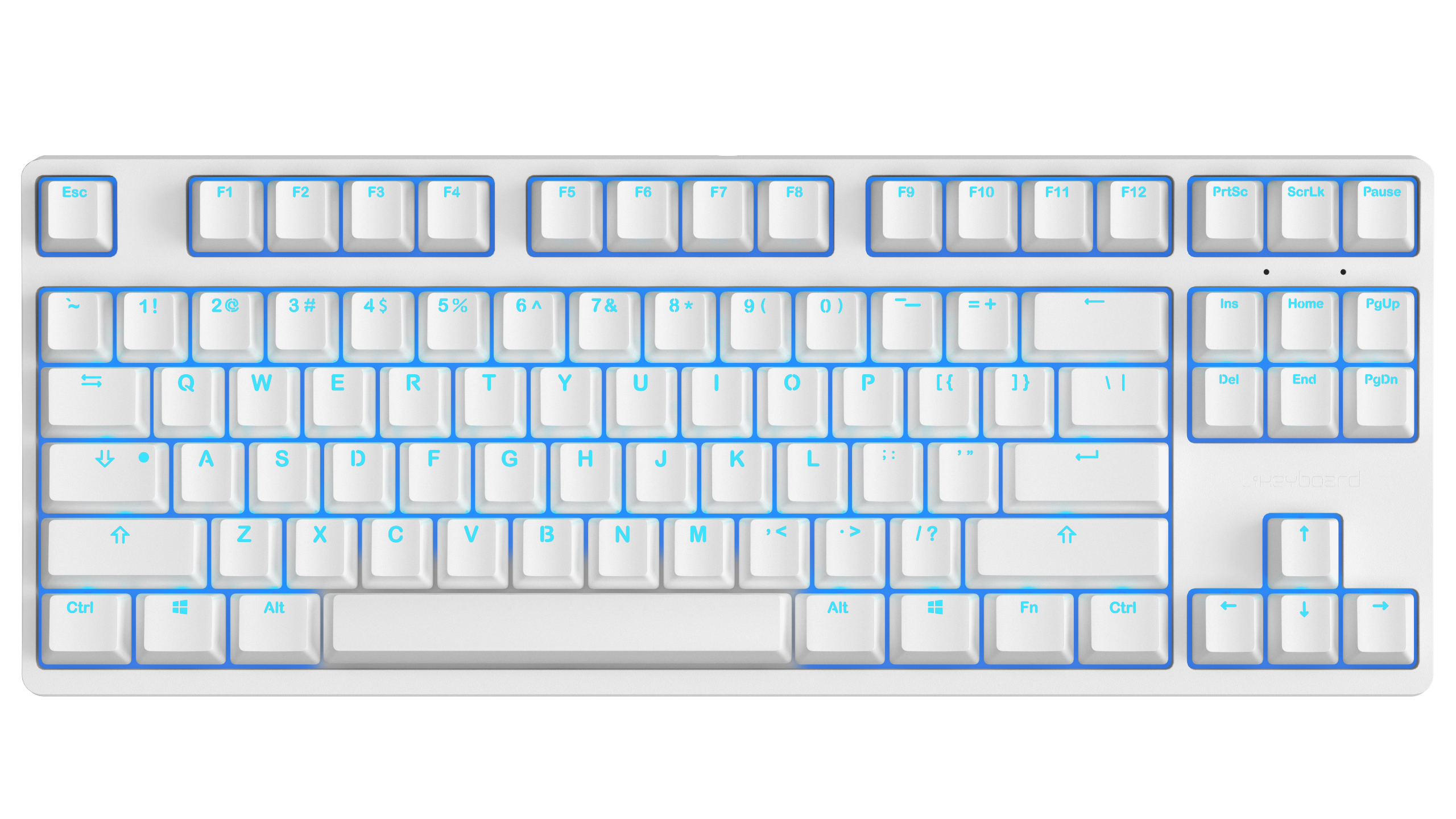 Cherry MX Blue PBT. Клавиатура. Клавиатура компьютера. Клавиатура вид сверху. Механическая раскладка