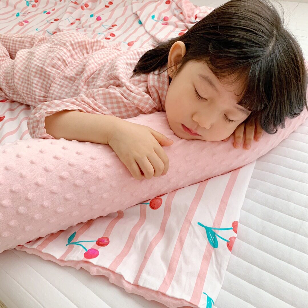 Ins small fresh bean velvet cylindrical bed around baby children anti-collision head long pillow detachable hair generation