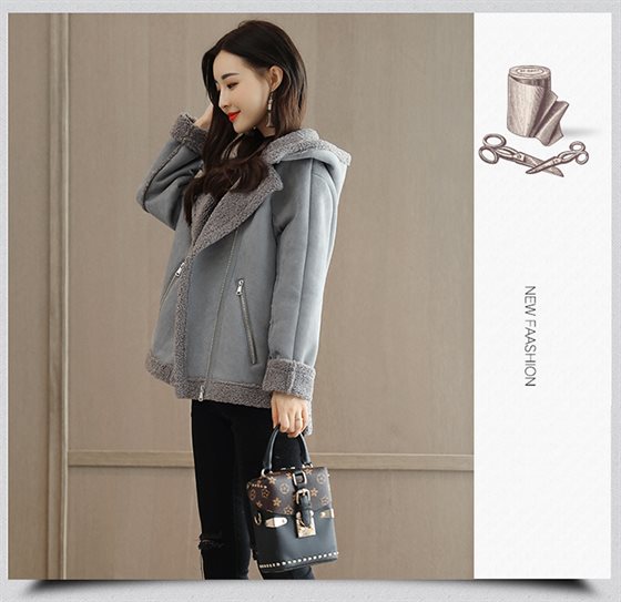 Mẫu cuối thu đông với áo khoác da lộn nữ đất ngắn đoạn chống gió cộng với nhung thậm chí chống lật da nhung mẫu áo dạ ngắn đẹp 2021