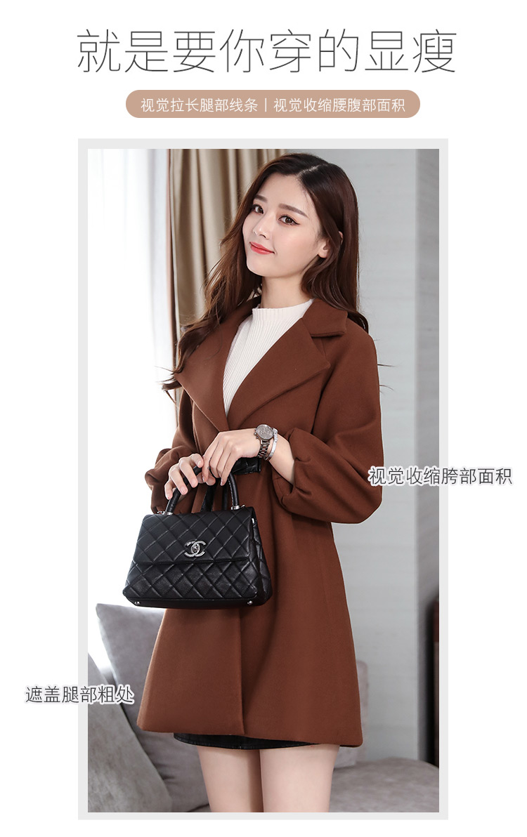 Len áo khoác nữ mùa thu và mùa đông quần áo mới của Hàn Quốc phiên bản của phần dài của tự trồng eo ngắn nhỏ nước ngoài khí Nizi áo triều