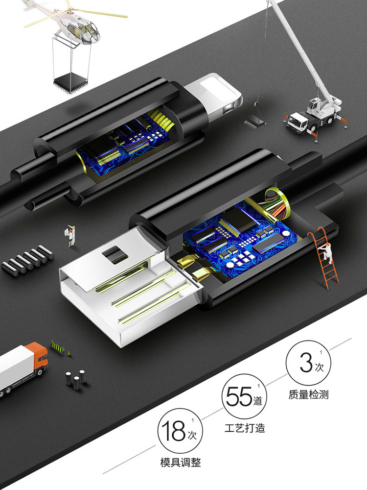 Earldom art Fighter phụ kiện điện thoại di động dòng dữ liệu 2.4A cho dòng sạc nhanh hợp kim của Apple 1m