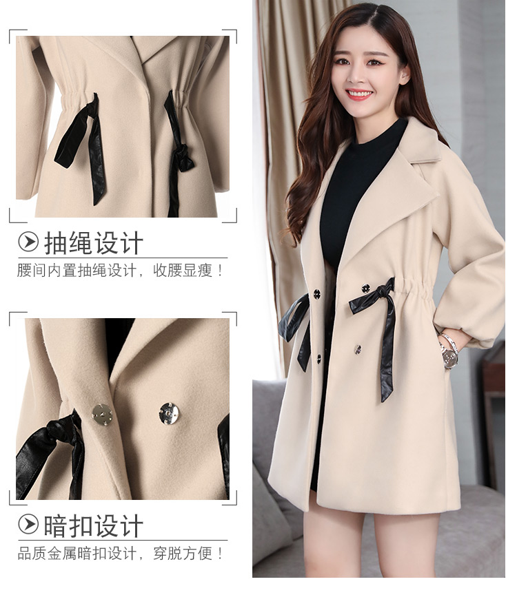Len áo khoác nữ mùa thu và mùa đông quần áo mới của Hàn Quốc phiên bản của phần dài của tự trồng eo ngắn nhỏ nước ngoài khí Nizi áo triều áo khoác dạ măng tô nữ