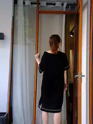 Night dress women's summer thin modal pajamas with chest pads sexy V-neck loose large size Korean short-sleeved home clothes