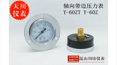 Đồng hồ đo áp suất cạnh trục Y-60ZT Shanghai Tianchuan 0-0.1, đồng hồ đo áp suất không khí đồng hồ đo áp suất nước 1, 2.5MPA Thiết bị kiểm tra an toàn