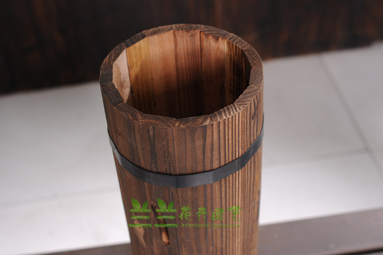 Thùng gỗ chậu hoa bằng gỗ thùng trống thùng bia chống ăn mòn hoa gỗ hộp hoa khung carbonized gỗ chậu hoa hoa bình đồ dùng cắm hoa chậu sứ trồng cây cỡ lớn