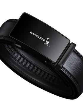 袋鼠皮带2025新款真皮自动扣男款商务潮流中青年休闲纯牛皮裤腰带