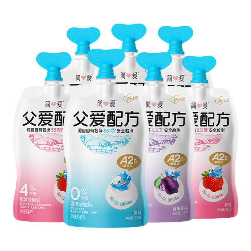 简爱父爱配方酸奶西梅葡萄草莓味0%2%4%蔗糖果蔬酸奶早餐营养酸奶