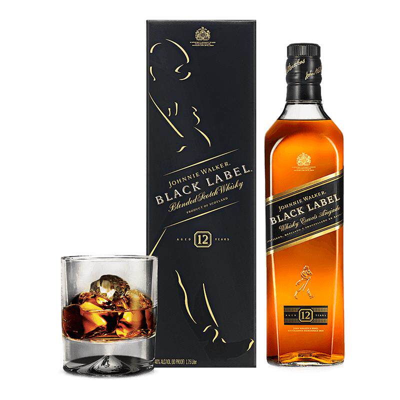 尊尼获加黑牌威士忌酒（裸瓶）1000ml 原装进口有码 新手入门调酒