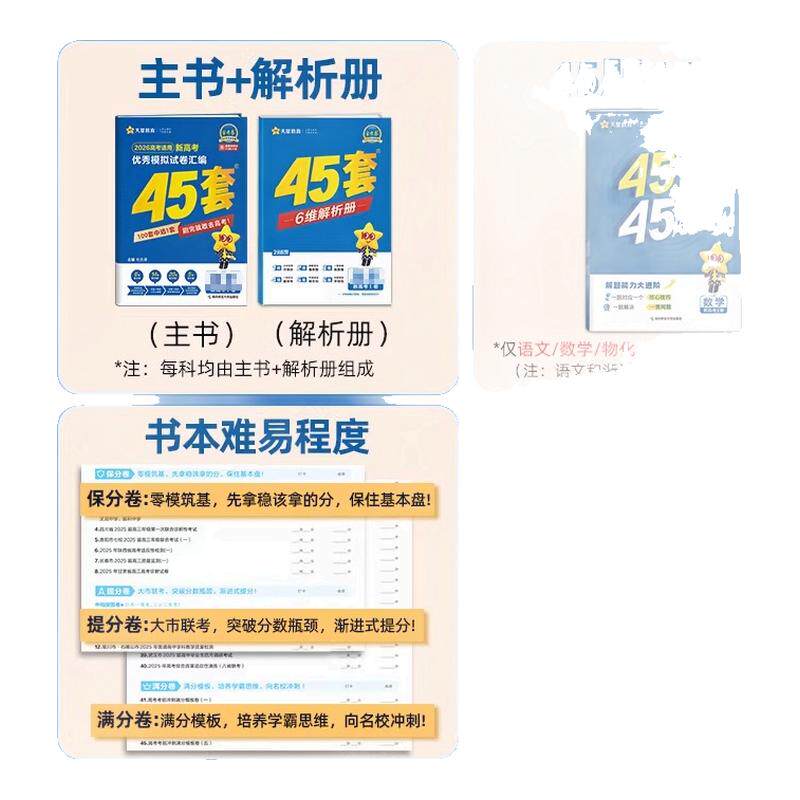 2027金考卷天星45套新高考45套2026模拟卷语文数学英语物理化学生物政治历史地理高三一二轮复习资料高考真题卷优秀模拟试卷汇编