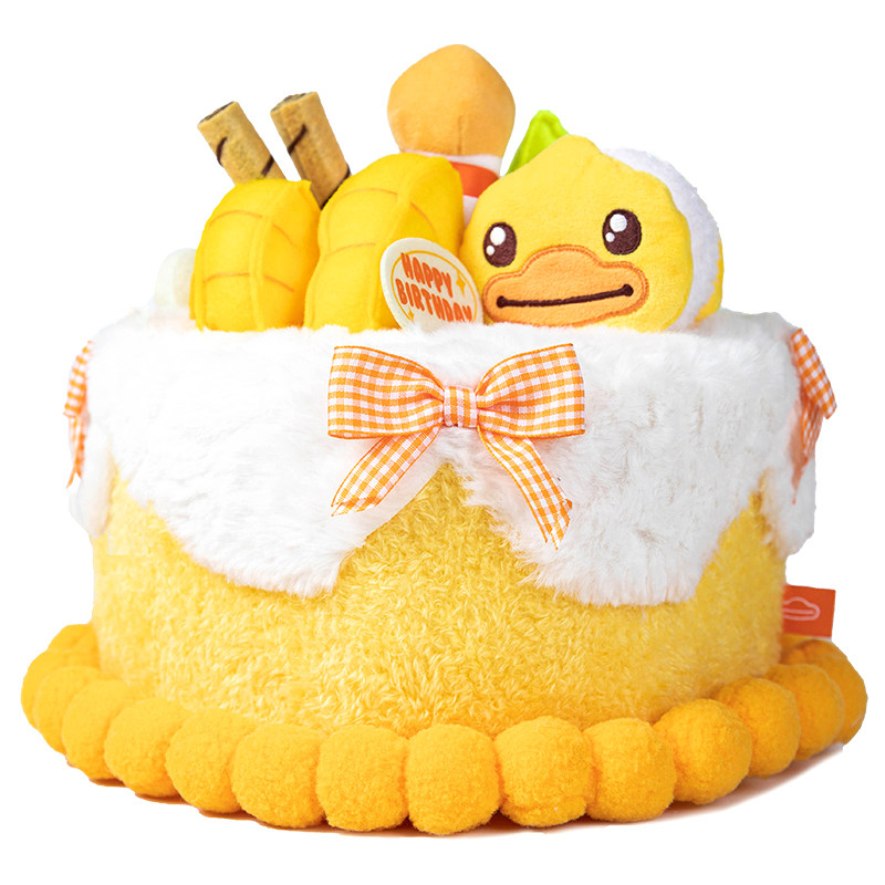 B.Duck官方小黄鸭毛绒生日蛋糕图片