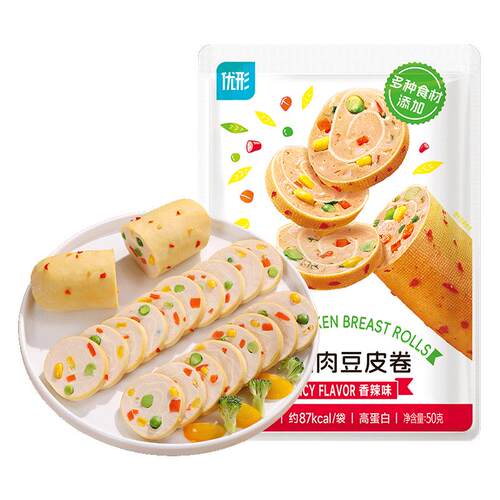 优形鸡胸肉豆皮肉卷健身代餐开袋即食解馋食品